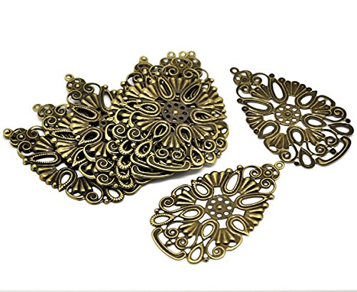 20 filigrane Deko-Ornamente, Verzierung, Tropfen, 6,8 x 4 cm bronze - 2