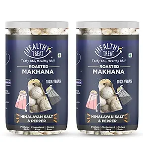 Healthy Treat Roasted Makhana- Himalayan Salt and Black Pepper 140 gm ( Pack of 2 - 70 gm Each ) | Gluten Free | Vegan | Healthy Snack