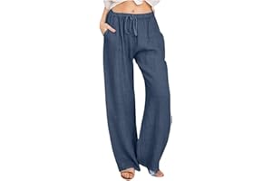 riou Pantalones Mujer Comodos Verano Talla Grande Pantalones Casual Transpirable Pantalones Rectos con Bolsillos y Cordón Jogger Sweatpant para Yoga Jogging Fitness Running