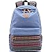 Price comparison product image AuBer Women Ladies Girls Ethnic Style Flower Decoration Casual Canvas School Travel Bag Daypacks Backpack Rucksack School Backpack for Teenage Girls (Light Blue)