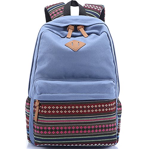 Preisvergleich Produktbild AuBer Daypack Segeltuch Schule Rucksack beiläufige Rucksack Reisetasche Schulrucksack für Teenager Frauen Dame Mädchen ethnische Art Blumen Dekoration
