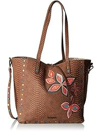 Desigual Bols_fly Patch Portland Mujer Shoppers y bolsos de hombro Beige (Camel) 16x29x30 cm (B x H x T)