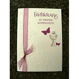 Einladung Einladungskarte Kommunion Konfirmation Schmetterling Kelch brombeer beere dunkelpink