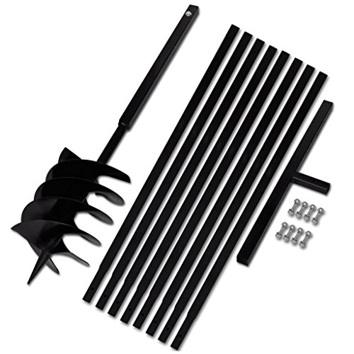 vidaXL Bêche et Tarière Manuelle 200 mm avec Rallonge 9 m Acier Sol Jardin