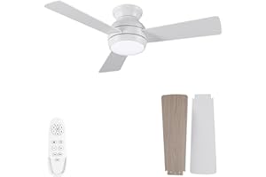 AUTODAY Legno Ventilatore da soffitto con luce e telecomando 30W motore DC silenzioso diametro 102cm ventilatore soffitto dimmerabile 24W LED Telecomando con funzione di memoria 6 velocità timer
