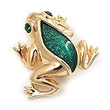 Pequeño verde 'rana' en esmalte broche con forma de Metal chapado en oro - 2,5 cm, longitud