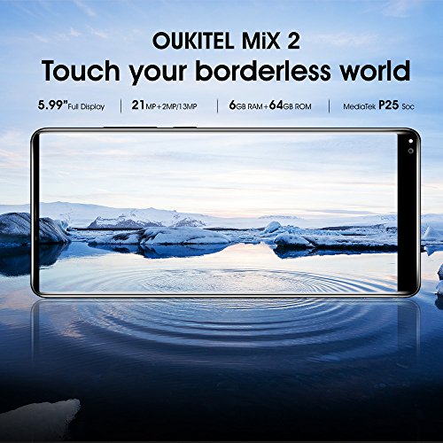 OUKITEL Mix 2 Smartphone 4G Android 7.0 (Helio P25 OctaÂ Core 2.39GHz, 5.99â€ FHD+ LTPS 18:9 Schermo, 6GB RAM 64GB ROM, 21MP+2MP+13MP Camera, Fingerprint ID, Dual SIM, 4080mAh Batteria, OTG, OTA) Blu