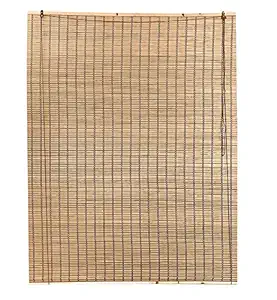 Kurtzy Roll up Bamboo Curtain/Blinds for Window and Balcony-Indoor Use (Beige, 6 Ft Height x 5 Ft Width)(Pack of 1)