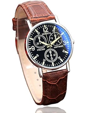 COLORFUL Männer Armbanduhr, Analog Quarz, Blaues Glas ,Sechs Pin Uhren (Braun)