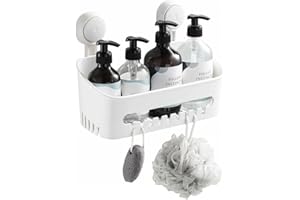 Zuvo No-Drill Shower Caddy with Suction Cups - Adhesive-Free Bathroom Shelf for Shampoo, Soap, Toiletries—Space-Saving Organiser (White)