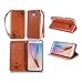 Produktbild Lonchee Samsung Galaxy S6 Wallet Tasche Brieftasche Schutzhülle , geprägten Design Hochwertige PU Leder Folio Tasche Case Hülle im Bookstyle mit Standfunktion Kredit Kartenfächer (braun)