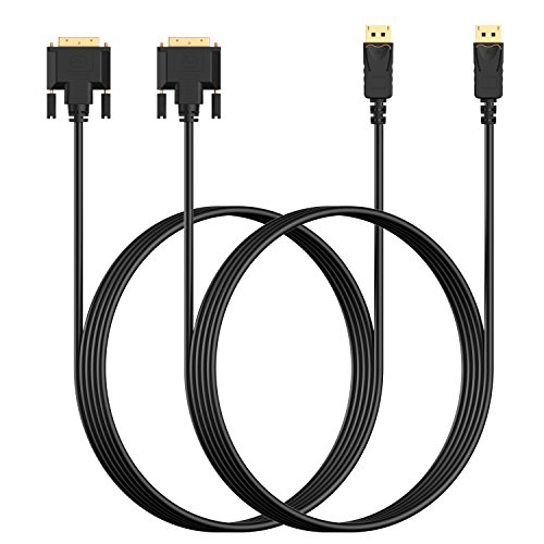 DP auf DVI, Rankie 2-Pack 1.8m Gold Plattiert DisplayPort DP zu DVI Kabel (Schwarz) – R1109E - 7