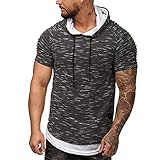 Yvelands Herren Hoodie T-Shirt gefälschte Zwei Stücke Splice beiläufige Steigung Revers Kurzarm Hemd Bluse Tops Weste Tank Tops