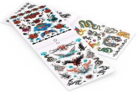 Ukayed ® 560 Mega Pack Temporary Tattoos - Girls &amp; Boys Stick On Transfer Tattoos - Animals, Dragons, Flowers, Hearts (Dark)