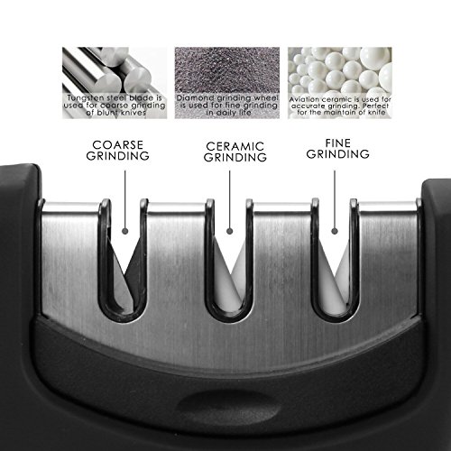 MUTUAL® Messerschärfer Knife Sharpener Knife Sharpening Stone Sharpener Knife Sharpener with 3 Levels - 3