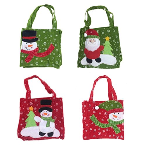 Preisvergleich Produktbild SUxian 4 stücke Taschen Tragbare Weihnachtsmann Kinder Süßigkeiten Taschen Handtasche Weihnachtsschmuck