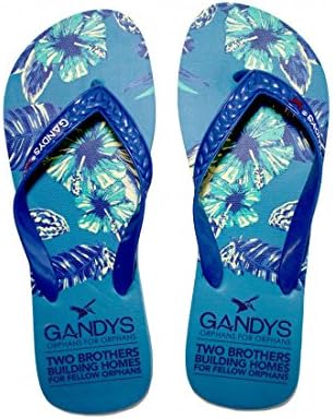 Gandys Mens Flip Flops - Blue Paradise Print - UK Size 8/9