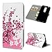 Produktbild Hülle für Nokia X6 / Nokia 6.1 Plus, Premium Leder Handy Schutzhülle Flip Case Brieftasche Etui Schutzhülle Standfunktion Kartenfach Magnetverschluss Schutzfolie Case Cover, Pfirsichblüte