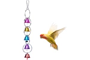 MEISH Colorful Hanging Ringing Bell Parrot Toy with Chewing and Biting Features for Cockatiel Bird