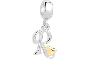 XWN Ciondolo lettere A-Z per bracciale, argento 925, compatibile con Pandora e braccialetti/collane europei, per donne/ragazze X237.