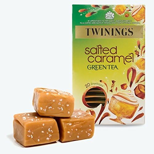 Twinings Indulgence Salted Caramel Green Tea - 20 ENVELOPES. Taster Pack with Stainless Steel Teabag Squeezer