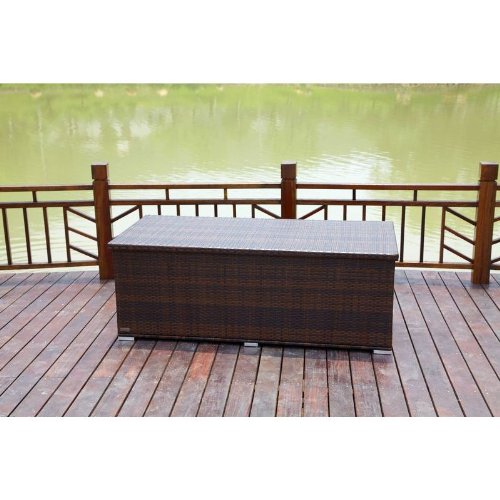 OUTFLEXX praktische Kissenbox aus widerstandsfähigem Polyrattan, braun marmoriert mit Gasdruckfedern und Innenbezug, 204 x 94 x 75 cm, Gartentruhe Universalbox Aufbewahrungsbox Kissentruhe, wetterfest - 3