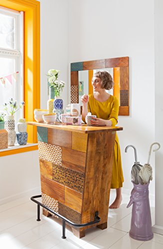 Kare 80197 Spiegel Soleil Möbel, Holz, braun / gelb / blau / weiß / schwarz, 2,5 x 80 x 100 cm