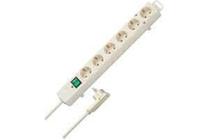 Brennenstuhl Comfort-Line Plus, Steckdosenleiste 6-Fach (Mehrfachsteckdose mit Flachstecker und Schalter, Mehrfachsteckdose mit 2m Kabel und extra Breiten Abständen der Steckdosen) weiß
