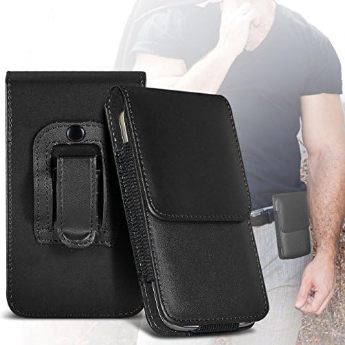 (Black) Nokia Lumia 930, 925, 928, 920, 630, 635Clip On Belt Pouch Case Holder Flip Pull Tab Magnetic Button Elasticated phone holder ExclusiveTo Synamatic