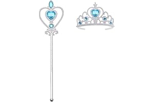 Couronne de Diadème et Baguette de Fée, 2 pièces Accessoires de Fête d'habillage de Princesse avec Baguette Magique et Couronne de Diadème pour le Jeu de rôle lors d'une fête d'Halloween pour Fille