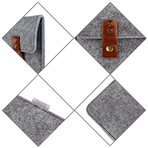 Zikee 13-13,3 Zoll MacBook Air / Pro Laptop Hülle Notebooktasche Laptoptasche Schutzhülle stilvoll und dünn aus hochwertigem Filz mit PU-Leder Applikationen. Tragetasche für 13,3 Zoll / 12,9 Zoll iPad Pro / Microsoft Surface Book (Hellgrau) - 5
