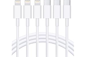 Câble USB C vers Lightning 1.8M -Lot de 3 [MFi Certifié] Rapide Charge pour iPhone 14/13/13PRO/12/12 PRO Max/12 Mini/11/11PRO/XS/XR/X/8/ 8Plus /iPad, Blanc