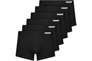 HAGOT 5/6-Pack Men's Boxers Shorts, Men's Stretch Boxers, Soft Boxer for Men, Comfort Men's Underwear, Black