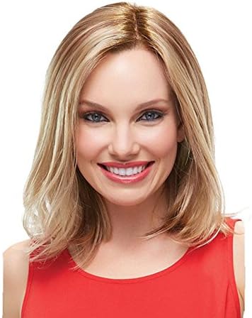 Meydlee Wig Fashion Lady Blonde Mix Color Natural Looking Side Part Slim Head Short Hair Full Wig