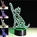 Produktbild 3D Lucky Fortune Katze LED Lampes Art Déco Lampe la couleur changeant lumières LED, Décoration Décoration Maison Enfants Meilleur cadeau, Lumière Touch Control 7 couleurs Change Bureau Powered