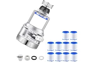 NEVYTOL Filtro Agua Grifo, 360° Giratorio Filtro Grifo Cocina, 3 Modos Filtro Grifo, Filtro Agua, con Cartucho de 9 Piezas, para Filtrar el Agua del Grifo de la Cocina