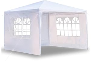 MaxxGarden Tonelle de Jardin - Barnum 3x4m 12m² - Tente de Camping - Pergola pour Protection UV 50+- Pavillion avec 6 Parois Enroulables et 4 Fenêtres - Blanc