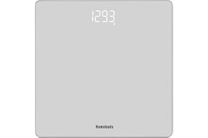 Homebuds Bascula de Baño, Alta Precisión Asegurado por Balanza Peso Corporal Professional Factory DESDE 2001, Pantalla LED y Step-On, 3*AAA Incluidas, 182kg/400lb, Plata