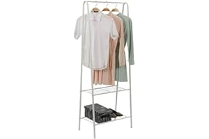 MAYMA Portant à vêtements,Porte-manteaux pour Chambre,Armoire en métal, Vestiaire Mobile avec 2 Tablette de Rangement pour Chambre,59.5 * 36.5 * 160cm