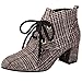 Produktbild Cramberdy Schuhe Damen, Damenmode Plaid Tuch Schuhe Zehen Rutschfeste Dicke Heel Kurze Stiefel Runde Spitze Schuhe Stiefel Damen Boots Stiefel Frauen Mode Freizeitschuhe Party Hochzeit Heel Stiefel