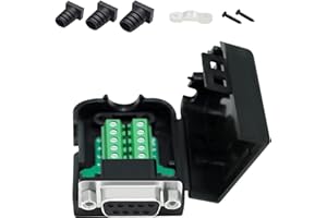 DTECH DB9 Breakout Connector RS232 Serial Adapter with Solderless Module Board with Terminal Block, Case, Nuts and Tail Pipes (DB9 female + nuts)