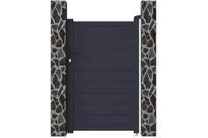 Vente-unique - Portón de aluminio color antracita NAZARIO - Ancho 100 x Alt. 158 cm