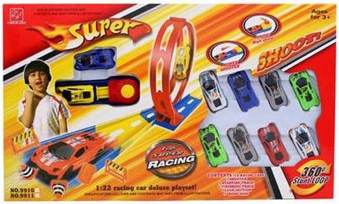 Tenglida 21782 Stunt and Loop Race Track Launcher Set - includes 8 Cars