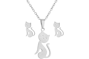 CrownOfRibbons Cat Jewellery Set, Necklace and Earrings in a Gift Bag