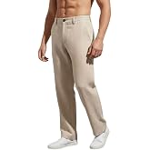 Linen Pants for man | Lower for man | Chinos for Casual Wear |Straight fit Trouser for Men | Elastic Waist Brethable All Season Pants for Regular, Off