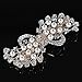Remedios Crystal & Pearl Fan-Shaped Barrette Bridal Wedding Flower Hair Clip, 47C (Ivory & Silver)
