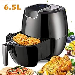 Hopekings Friteuse Électrique Sans Huile 6,5L,1800W avec LCD Écran Tactile, Friteuse à Air 6 Programmes Prédéfinis, Minuteur et Température Réglable, Noir