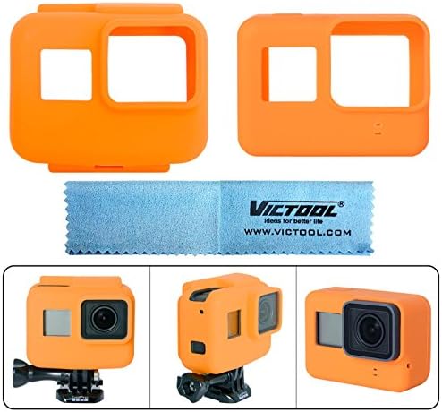 Victool® Silicone Case for Gopro Hero 5 Black Frame Silicone Protective Case + GoPro Hero5 Camera Silicone Case Shell for GoPro Hero 5 + Super Micro-Fiber Lens Cloth - Orange