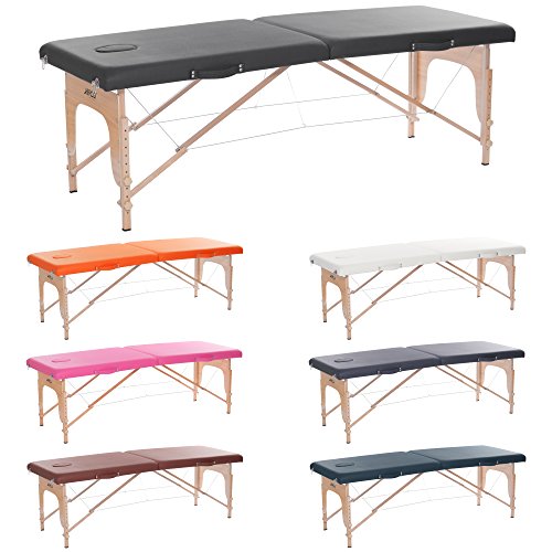 H-ROOT Grande section 2 Table de massage portative légère Canapé-lit Base Therapy Salon de tatouage Reiki Healing Massage suédois noir ...