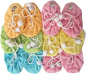 KIDSKA Baby boy and Baby Girl Bootie Soft Booties for New Born Baby(Multicolor, 0-6 Month)-Set of 6 Pairs